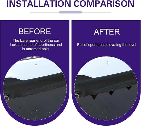 4 PCS Car Rear Bumper Spoilers, Triangle Shark Fin Diffuser with Glossy Surface, ABS Anti-collision Airflow Deflector Accessory, Universal Self-adhesive Buffer Modification for Cars (Black) in Kuwait