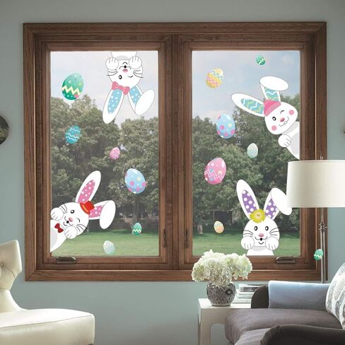 TOARTi Cartoon Easter Bunny Decals,Easter Eggs Wall Stickers, Lovely Baby Room Easter Decoration, Fridge Easte Window Cling Decalsr(33 pcs) in Saudi Arabia