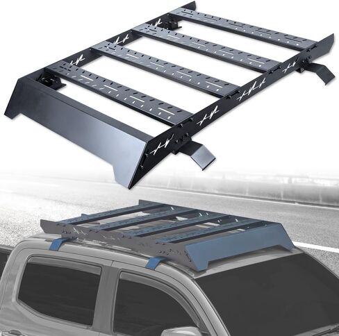 Armordillo Low Profile Steel Roof Basket with Wing Fairing|Compatible with 2019-2023 Ford Ranger Supercrew (Crew) Cab|8741382|Black in Saudi Arabia