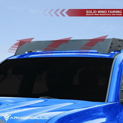 Armordillo Low Profile Steel Roof Basket with Wing Fairing|Compatible with 2019-2023 Ford Ranger Supercrew (Crew) Cab|8741382|Black in Saudi Arabia