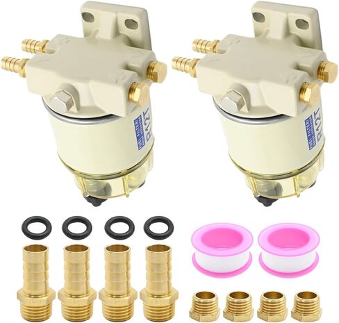 2 Pcs 18-7947 R12T Fuel Filter Water Separator Kit, Replacement for Racor S3240 120AT NPT 1/4-19, Replacement for 3/8 Inch NPT Outboard Motor, Replaces 99105-20006, 9-37812 in Saudi Arabia
