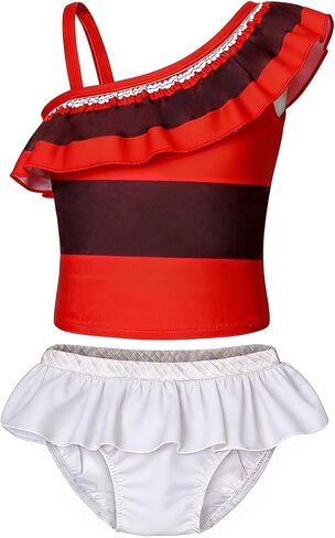 AmzBarley Girls Swimwear 2 Pieces Bathing Suit Ruffle One Shoulder Swimsuits Bikini Set Swimming Skirts in Kuwait