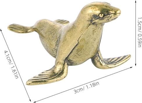 Didiseaon Brass Seal Animal Figurine, Small Metal Desktop Ornament, Vintage Sea Creature Statue for Home Office Car Decor in Saudi Arabia