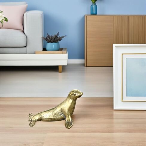 Didiseaon Brass Seal Animal Figurine, Small Metal Desktop Ornament, Vintage Sea Creature Statue for Home Office Car Decor in Saudi Arabia
