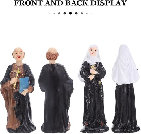 Alipis 2pcs Resin Sculptures of Nun and Priest Miniature Sand Tray Figures Catholic Ornaments for Church Events Blessing Statues for Table and Desk Decoration in Saudi Arabia