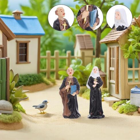 Alipis 2pcs Resin Sculptures of Nun and Priest Miniature Sand Tray Figures Catholic Ornaments for Church Events Blessing Statues for Table and Desk Decoration in Saudi Arabia