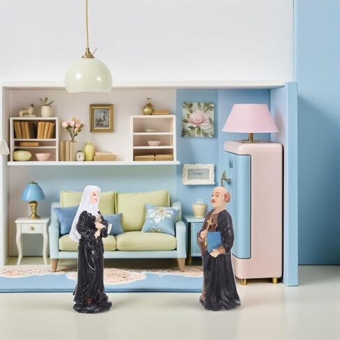 Alipis 2pcs Resin Sculptures of Nun and Priest Miniature Sand Tray Figures Catholic Ornaments for Church Events Blessing Statues for Table and Desk Decoration in Saudi Arabia