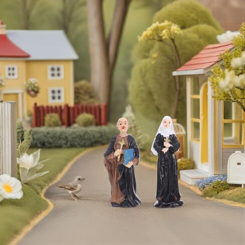 Alipis 2pcs Resin Sculptures of Nun and Priest Miniature Sand Tray Figures Catholic Ornaments for Church Events Blessing Statues for Table and Desk Decoration in Saudi Arabia