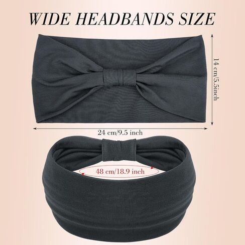 obeoby Wide Non-Slip Headbands for Sports,Yoga, 5.5'' Large Knot Cotton Hairband for Workouts, Spa, Running Keep Dry During Exercise(4Pack) in Saudi Arabia