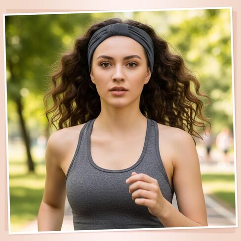 obeoby Wide Non-Slip Headbands for Sports,Yoga, 5.5'' Large Knot Cotton Hairband for Workouts, Spa, Running Keep Dry During Exercise(4Pack) in Saudi Arabia