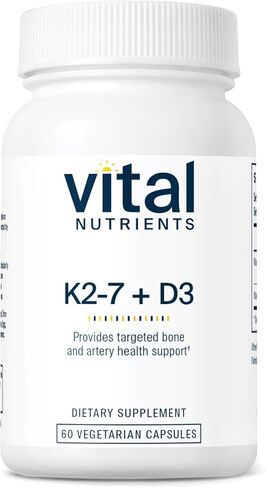 Vital Nutrients Vitamin D3 + K2 | 2000 IU | Vitamin D3 K2 Supplement | Vitamin D Complex for Healthy Calcium Levels, Muscle & Bone Health | Gluten, Dairy, Soy Free | 60 Capsules in Kuwait