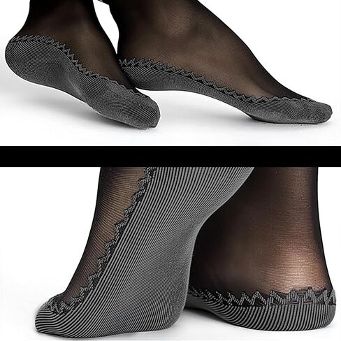 Lusofie 12 Pairs Anti-Slip Silky sheer socks women ankle - Ultra Thin Nylon Black Sheer Socks in Saudi Arabia