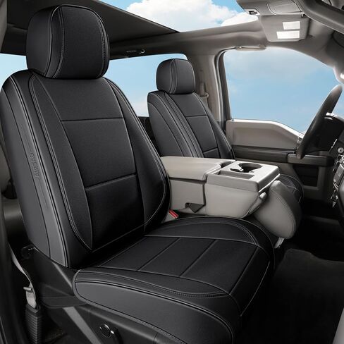 Ford F150 Car Seat Covers Full Set, Waterproof Faux Leather Seat Protectors Custom Fit 2009-2026 F150 & 2017-2026 F250 F350 F450, Compatible with Regular Cab Super Crew Cab Truck (Black) in Saudi Arabia