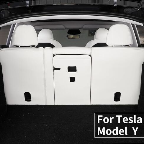أغطية مقاعد من جلد نابا الأبيض الفاخر لسيارة Tesla Model Y Refreshed Facelift Juniper 2025 2026، مجموعة كاملة مخصصة، وسادة هوائية وحزام الأمان متوافقة، تتضمن أدوات التثبيت - أبيض in Kuwait