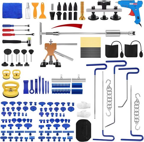 135pcs Dent Puller Kit, Dent Hail Damage Repair Kit Auto Body Repair Dent Removal Tools with Dent Repair Rods, Gold Dent Lifter, T-Bar, Dent Remover Tool for Car Refrigerator Door Ding Repair in Kuwait
