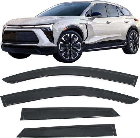 IKON MOTORSPORTS Tape on Window Visors Compatible with 2024-2026 Chevrolet Blazer EV, Slim Style Acrylic Smoke Tinted Rain Guards, 4PCS Side Window Wind Deflectors in Saudi Arabia
