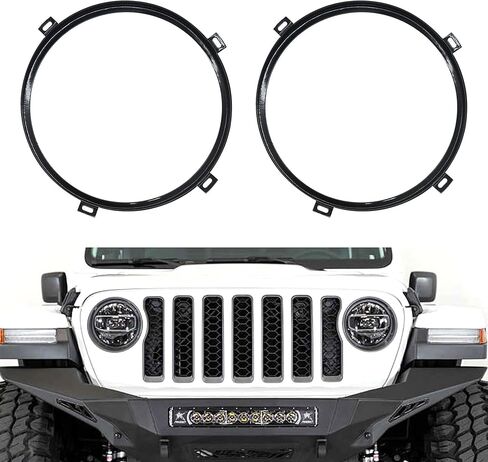 HiSport 7 Inch Round Headlight Mounting Retaining Bracket Ring Set - Compatible with 2007-2017 Jeep Wrangler JK - Easy No-Drill Installation, ABS Plastic, Includes All Hardware in Saudi Arabia