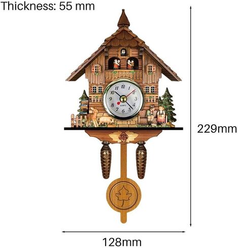 GOWENIC Vintage Wall Clock, Cuckoo Clock, Retro Wooden Cuckoo Birdhouse Wall Clock, Home Decor Hanging Cuckoo Clock Auto Swing Pendulum Home Decor Scandinavian (CM010) in Saudi Arabia
