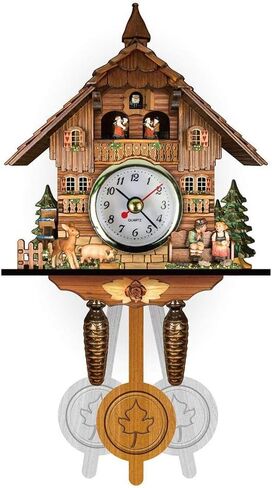 GOWENIC Vintage Wall Clock, Cuckoo Clock, Retro Wooden Cuckoo Birdhouse Wall Clock, Home Decor Hanging Cuckoo Clock Auto Swing Pendulum Home Decor Scandinavian (CM010) in Saudi Arabia