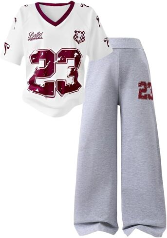 Tween Girls Clothes Short Sleeve Graphic T-Shirt Top + Sweatpant 2 Piece Outfit Set, Size 7-15Years in Saudi Arabia