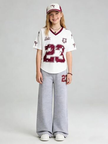 Tween Girls Clothes Short Sleeve Graphic T-Shirt Top + Sweatpant 2 Piece Outfit Set, Size 7-15Years in Saudi Arabia