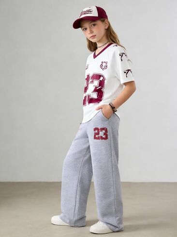 Tween Girls Clothes Short Sleeve Graphic T-Shirt Top + Sweatpant 2 Piece Outfit Set, Size 7-15Years in Saudi Arabia