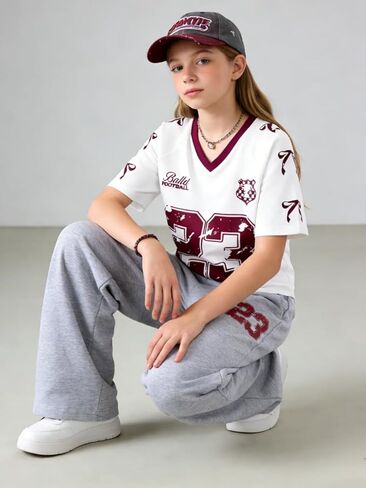 Tween Girls Clothes Short Sleeve Graphic T-Shirt Top + Sweatpant 2 Piece Outfit Set, Size 7-15Years in Saudi Arabia