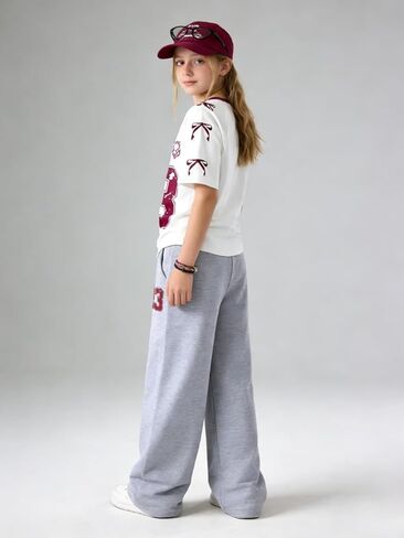 Tween Girls Clothes Short Sleeve Graphic T-Shirt Top + Sweatpant 2 Piece Outfit Set, Size 7-15Years in Saudi Arabia