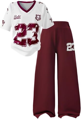 Tween Girls Clothes Short Sleeve Graphic T-Shirt Top + Sweatpant 2 Piece Outfit Set, Size 7-15Years in Saudi Arabia