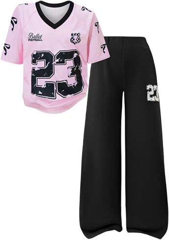 Tween Girls Clothes Short Sleeve Graphic T-Shirt Top + Sweatpant 2 Piece Outfit Set, Size 7-15Years in Saudi Arabia