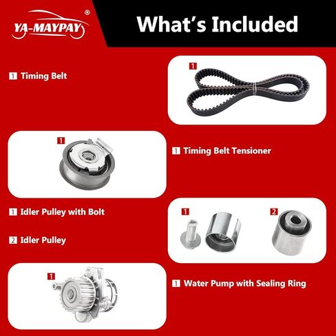 Engine Timing Belt Kit with Water Pump Fit Compatible with Audi A3 (BPY), Quattro (BPG,BWT), A6 (BPJ,BYK), TT (BPY,CDMA, CDLA,CDLB,CDMA).Compatible with VW EOS GTI Jetta Passat 2.0T in Kuwait