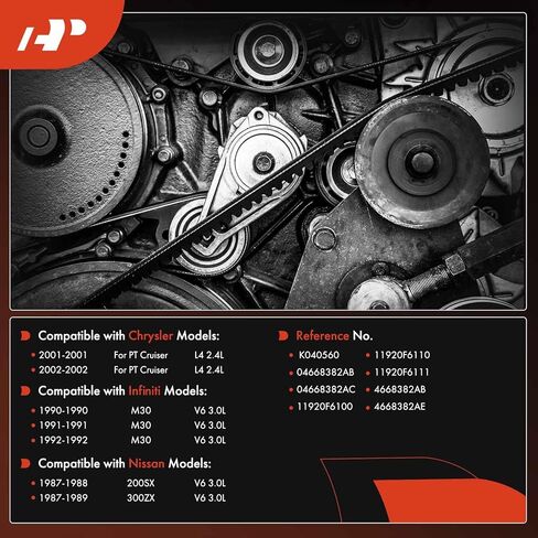 A-Premium 55.95 Inch Engine Serpentine Drive Belt Compatible with Infiniti M30 1990-1992 & Chrysler PT Cruiser 2001-2002 & Nissan 200SX 1987-1988, 300ZX 1987-1989 - Replace 04668382AB in Saudi Arabia