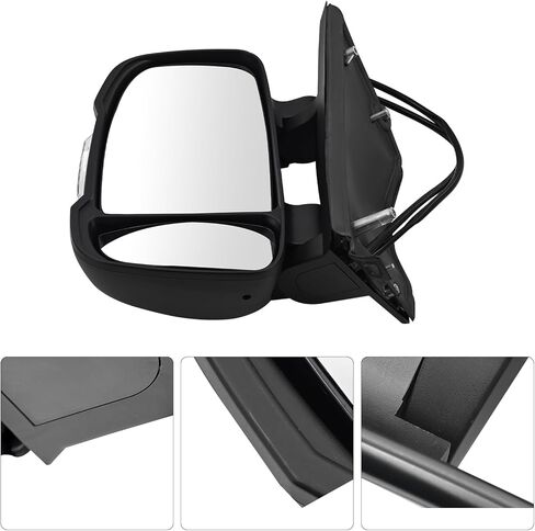 Left Driver Side Mirror Compatible with Dodge Ram Promaster 1500 2500 3500 2014-2024 Power Adj Glass Heated Manual Folding Temperature Sensor Turn Signal 5VE99JXWAH CH1320376, 8 PINS + 2 PINS in Kuwait