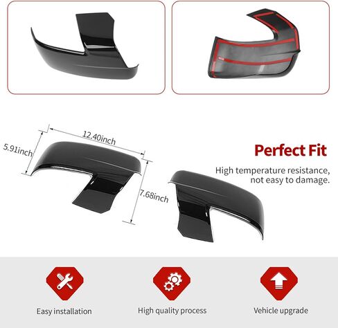 Jimen Fit for Dodge Ram 2011-2017, 2PCS Driver Side & Passenger Side Mirror Cover Caps (Black) in Saudi Arabia