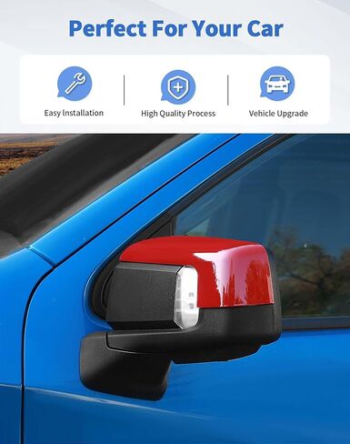 غطاء غطاء المرآة متوافق مع ملحقات 2019 2020 2021 2022 2023 2024 Chevy Silverado 1500 وGMC Sierra 1500، أغطية غطاء المرآة العلوية للجانب الأيمن الأيسر، أحمر in Saudi Arabia