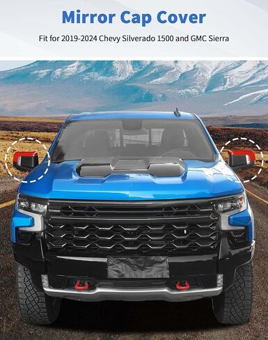 غطاء غطاء المرآة متوافق مع ملحقات 2019 2020 2021 2022 2023 2024 Chevy Silverado 1500 وGMC Sierra 1500، أغطية غطاء المرآة العلوية للجانب الأيمن الأيسر، أحمر in Saudi Arabia