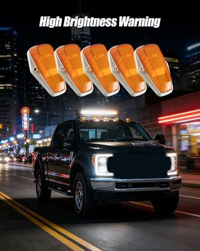5 قطع من مصابيح الكابينة تناسب شاحنات Ford F-150 F-250 F-350 F Super Duty Pickup 1973-1997، تتضمن أغطية مصابيح كهرمانية وأحزمة أسلاك ومصباح LED لسقف الضوء in Kuwait