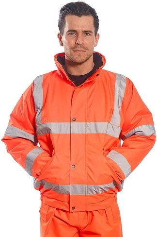 Portwest Hi-Vis Bomber Jacket Viz Insulated Safety Visability Work Wear Rain ANSI 3, Medium Orange in Saudi Arabia