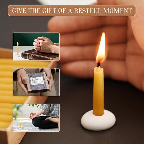 شموع التأمل من شمع العسل لمدة 20 دقيقة من DEYBBY - مجموعة هدايا شموع صغيرة من شمع العسل مكونة من 24 قطعة مع حاملي شموع صغيرين in Kuwait