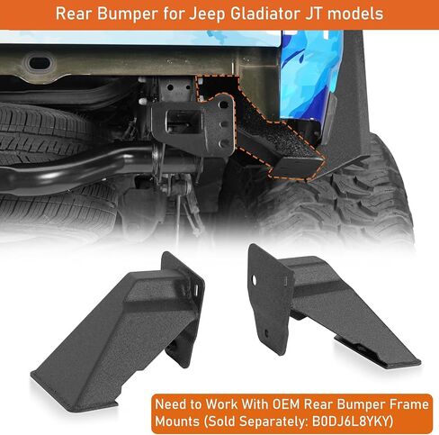 المصد الخلفي لـ Hooke Road Gladiator لسيارة Jeep Gladiator JT 2020-2026، مصد فولاذي للطرق الوعرة مع خطوات منزلقة بجانب السرير وحلقات على شكل حرف D in Saudi Arabia