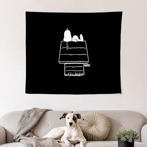 CafePress Snoopy On House Black and White Wall Tapestry 51" x 60" in Saudi Arabia