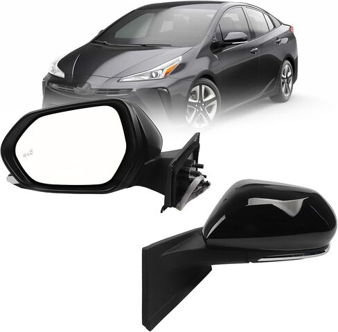 Dasbecan Left Driver Side Mirror Compatible with 2016-2022 Toyota Prius with Power Heated Glass, Manual Folding, Blind Spot Light, White Paint Replace# TO1320357 (6Pins) in Saudi Arabia