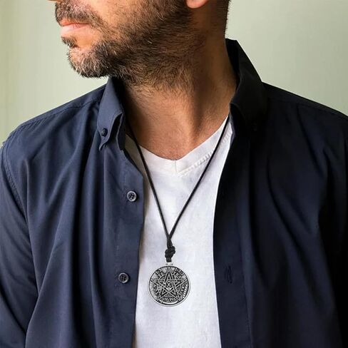 Tetragrammaton Pentacle Necklace Pendant Vintage Pentagram Protection Wicca Jewelry Charm for Men Women in Saudi Arabia