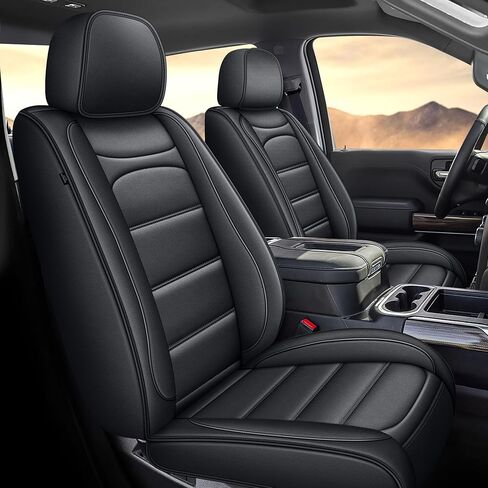 Seat Covers Fit for Silverado: 2007-2026 Chevy Chevrolet Silverado GMC Sierra 1500 2500HD 3500HD Trail Boss Z71 Crew Double Extended Cab Truck Pickup Front Car Seat Covers (Blackline, Front Pair) in Kuwait