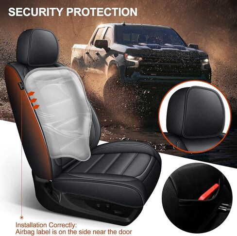Seat Covers Fit for Silverado: 2007-2026 Chevy Chevrolet Silverado GMC Sierra 1500 2500HD 3500HD Trail Boss Z71 Crew Double Extended Cab Truck Pickup Front Car Seat Covers (Blackline, Front Pair) in Kuwait