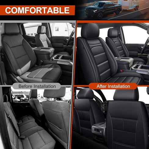 Seat Covers Fit for Silverado: 2007-2026 Chevy Chevrolet Silverado GMC Sierra 1500 2500HD 3500HD Trail Boss Z71 Crew Double Extended Cab Truck Pickup Front Car Seat Covers (Blackline, Front Pair) in Kuwait