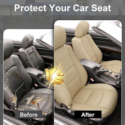 Custom-Fit Front Seat Covers Replace for 2000-2014 BMW 3 Series 320CI 323CI 325CI 330CI Convertible Standard Seat, Driver and Passenger Premium Leather with Composite Soft Foam Lining Seat Cover in Saudi Arabia