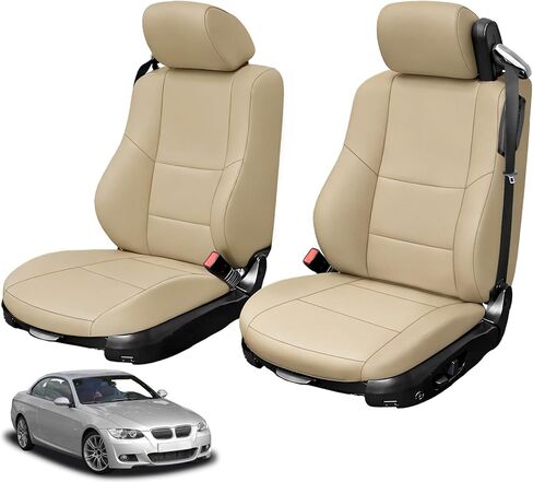 Custom-Fit Front Seat Covers Replace for 2000-2014 BMW 3 Series 320CI 323CI 325CI 330CI Convertible Standard Seat, Driver and Passenger Premium Leather with Composite Soft Foam Lining Seat Cover in Saudi Arabia