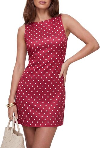 Women's Sleeveless Polka Dot Dress - Backless Design, Vintage Summer Casual and Party Mini Dresses in Saudi Arabia