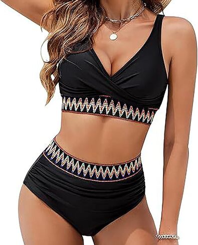Womens High Waisted Bikini Sets 2026 Two Piece Tummy Control Swimsuits Push up Bathing Suits Thong Sexy Swim Suits in Saudi Arabia